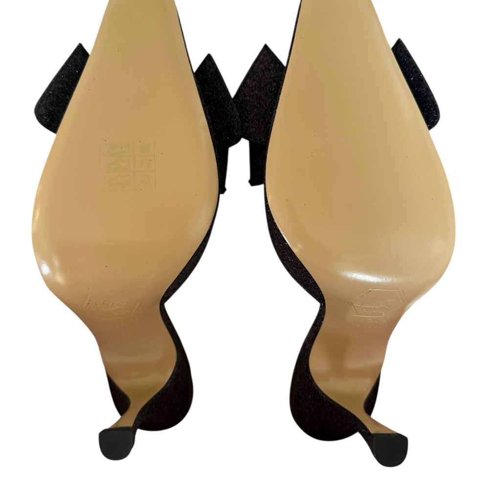 NIB Nalebe By Amina Means Reflections Dimante 
Glitter Bow Mule Heels - Picture 5 of 8